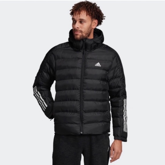 ADIDAS • Black Itavic 3 Stripe 2.0 Puffer Jacket - Picture 5 of 8